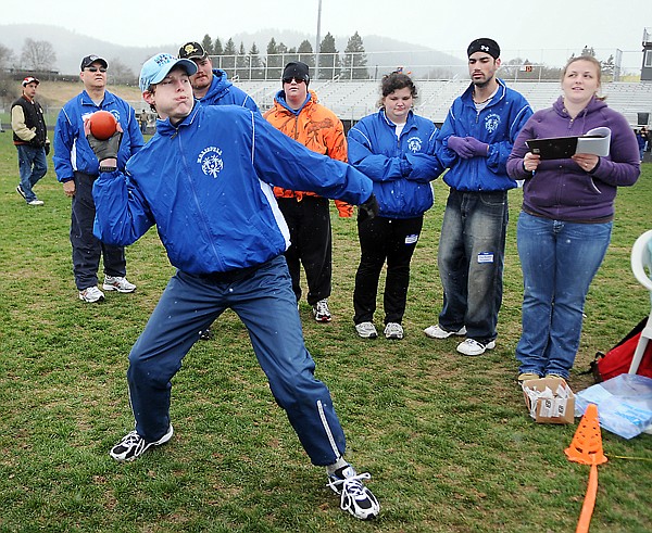 Chad Scheschy of the Krushing Boundaries team competes in the shot put event on Friday at the Special Olympics.