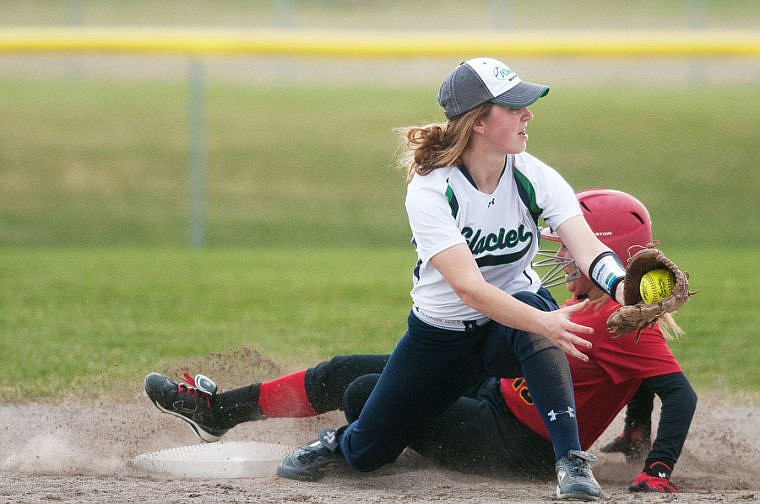 &lt;p&gt;Glacier shortstop Kayla Russell makes a force out at second base Friday afternoon during Glacier&#146;s 12-2 Western AA softball victory over Missoula Hellgate at Kidsports Complex.&lt;/p&gt;