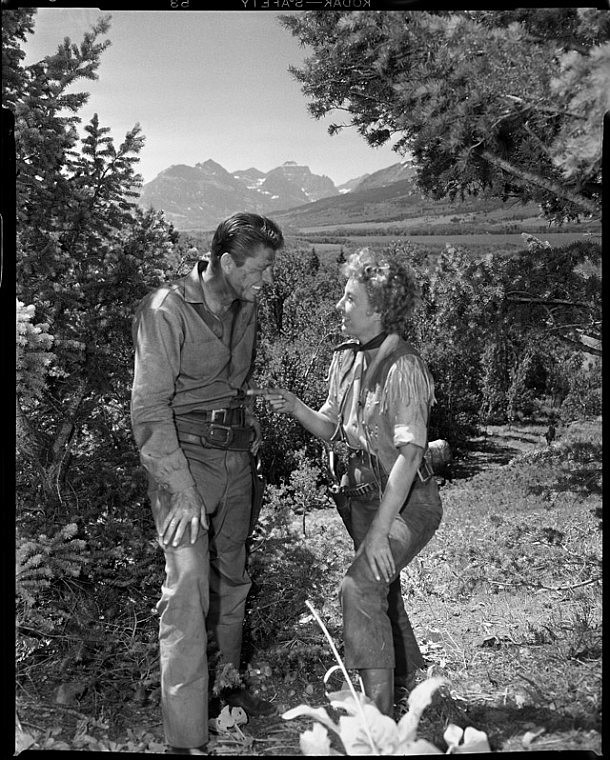 Ronald Reagan and Barbara Stanwyck starred in &quot;Cattle Queen of Montana&quot; filmed in Glacier National Park's St Mary Valley in 1954