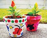 Painting pots on Free Family Saturday