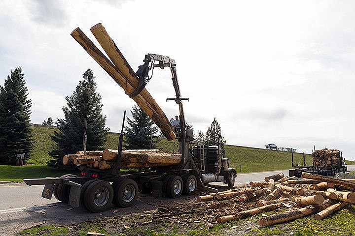 &lt;p&gt;Steve Hill, of Steve Hill Trucking, Inc., uses his truck-mounted equipment to pick up logs from the side of the on-ramp of Interstate-90 at Spokane Street Monday after a trailer being pulled by a Wes Olson Trucking, Inc. employee tipped over, causing the logs to spill, after the driver failed to negotiate a turn. No other vehicles were involved in the incident.&lt;/p&gt;