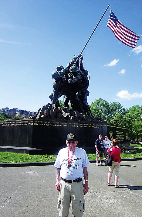 &lt;p&gt;Norm Kolbeck pauses in front of the Iwo Jima memorial.&lt;/p&gt;