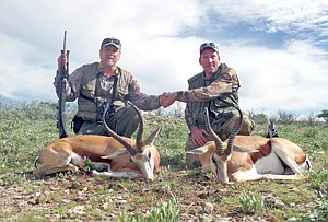 &lt;p&gt;Lance Oesau and Kelley Brown with the springboks they shot while hunting in the Kaokoland area of Namibia, Africa.&lt;/p&gt;
