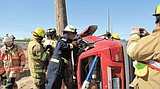 Fire fighters save dummies from danger