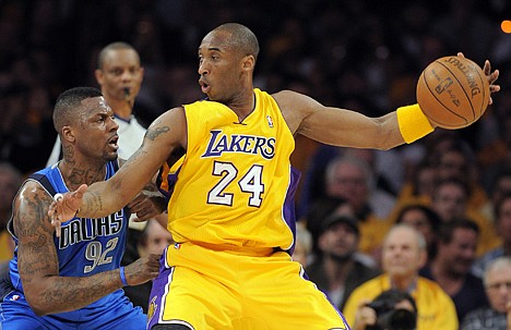 &lt;p&gt;Los Angeles Lakers guard Kobe Bryant, right, moves toward the basket as Dallas Mavericks guard DeShawn Stevenson defends in Game 1 of a second-round series Monday in Los Angeles. The Mavericks won 96-94.&lt;/p&gt;