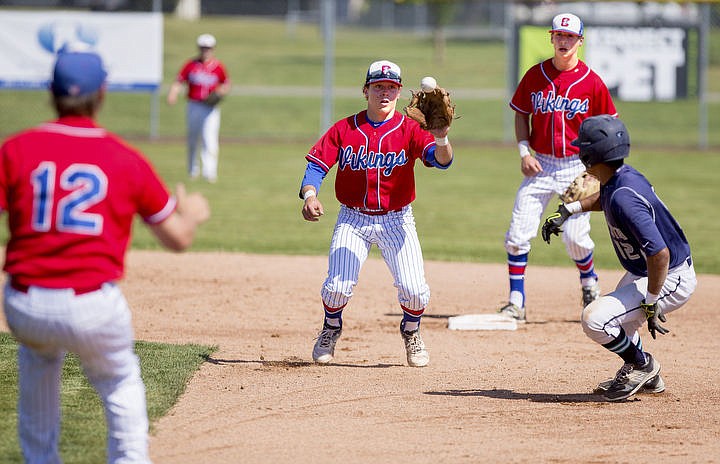 &lt;p&gt;JAKE PARRISH/Press Coeur d'Alene senior Jonny Plum keeps his eye on the ball as he attempts to run down Lake City's Kaleb Reid in a pickle situation on Tuesday at Coeur d'Alene High School. Plum ended up tagging Reid out to retire the side.&lt;/p&gt;