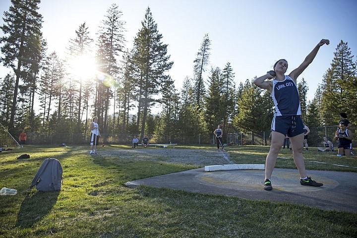 &lt;p&gt;LOREN BENOIT/Press Lake City shot putter Josie Osika positions herself before tossing a distance of 35 feet 3 1/2 inches during the Kootenai County Challenge track meet on April 8, 2016 at Timberlake High School.&lt;/p&gt;