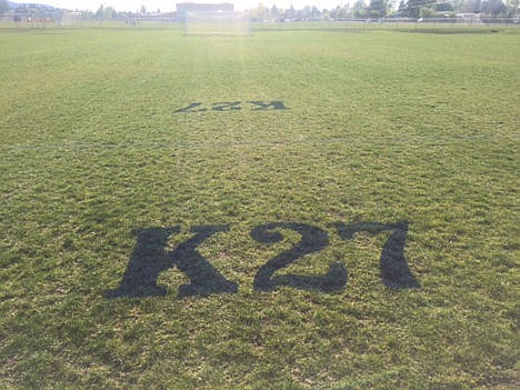 &lt;p&gt;One of the fields being used for this weekend&#146;s Hot Shot Tournament, Bill Eisenwinter Field at Canfield Middle School, had &#147;K27&#148; stenciled in at midfield in honor of Coeur d&#146;Alene Police Sgt. Greg Moore, who was killed earlier this week in the line of duty. (Published May 8, 2015)&lt;/p&gt;