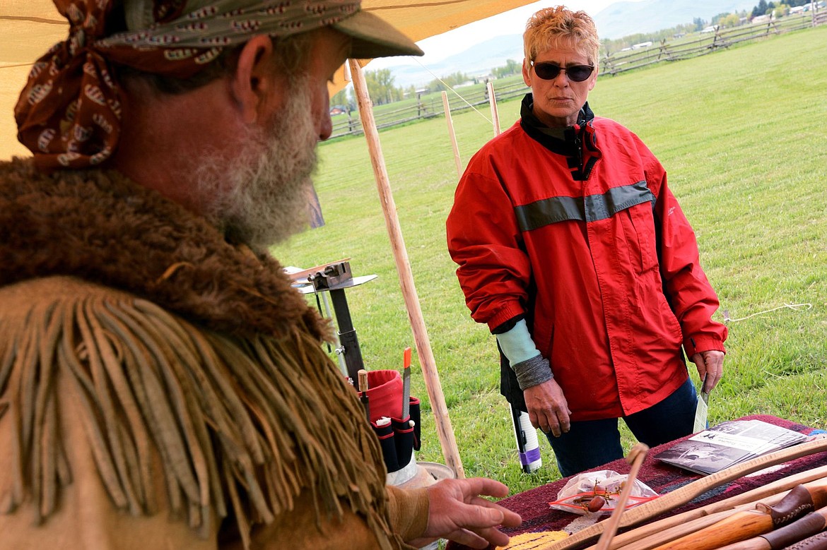 &lt;p&gt;Elliott Natz/Lake County Leader Donna Dempsey listens to Gary Steele talk about his display of bows that he made. Steele runs a program called Gettin' Primitive that teaches kids how to make and use primitive tools.&lt;/p&gt;