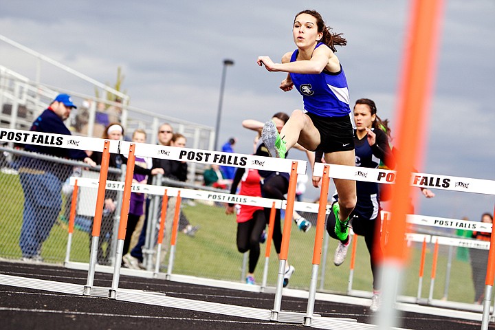 &lt;p&gt;Coeur d'Alene High's Morgan Struble elevates over a hurdle Thursday at the District 1 all-star track and field meet Thursday in Post Falls. Struble won the event with a time of 15.1 seconds.&lt;/p&gt;