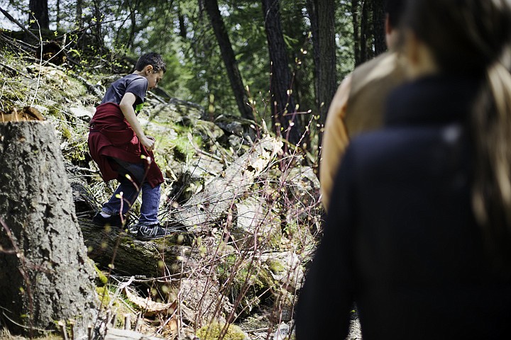 &lt;p&gt;SHAWN GUST/Press Devin Redfroe, a fifth grade student at West Ridge Elementary School, hikes near a trail while on a field trip at Q'emiln Park Tuesday in Post Falls. Approximately 450 students participate in the event each year that is hosted by the Post Falls Urban Forestry Commission in recognition of Arbor Day. Lessons about local forest habitat include forest health, identifying tree species and other growth, and the life cycle of salmon.&lt;/p&gt;