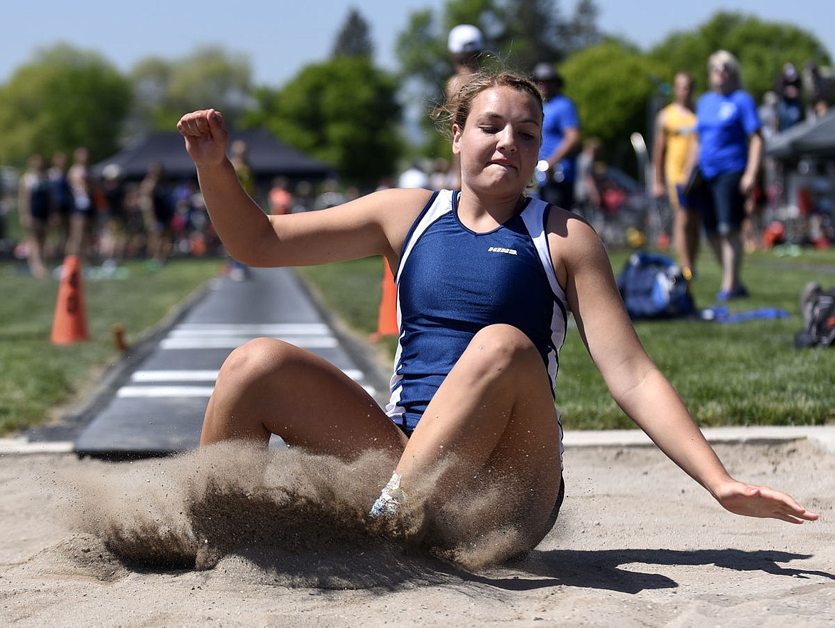 &lt;p&gt;Glacier senior Taylor Salonen lands in the sand during the triple jump at the Archie Roe Invitational on Saturday, May 7. (Aaric Bryan/Daily Inter Lake)&lt;/p&gt;