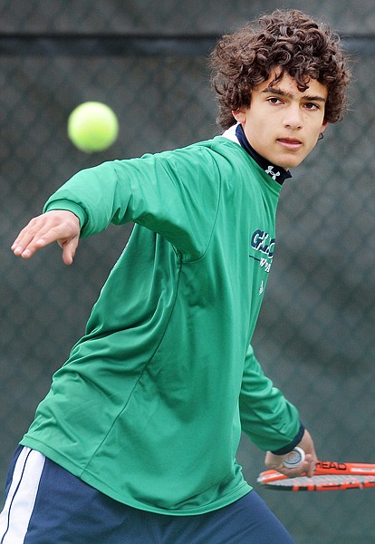 Kellen Bates of Glacier plays a game against Hellgate on Saturday at the Kalispell Invitational.