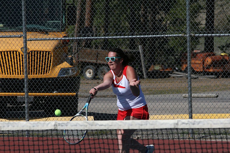 <p>Superior-Alberton's Hallie Bahm saves the ball against Loyola. </p>