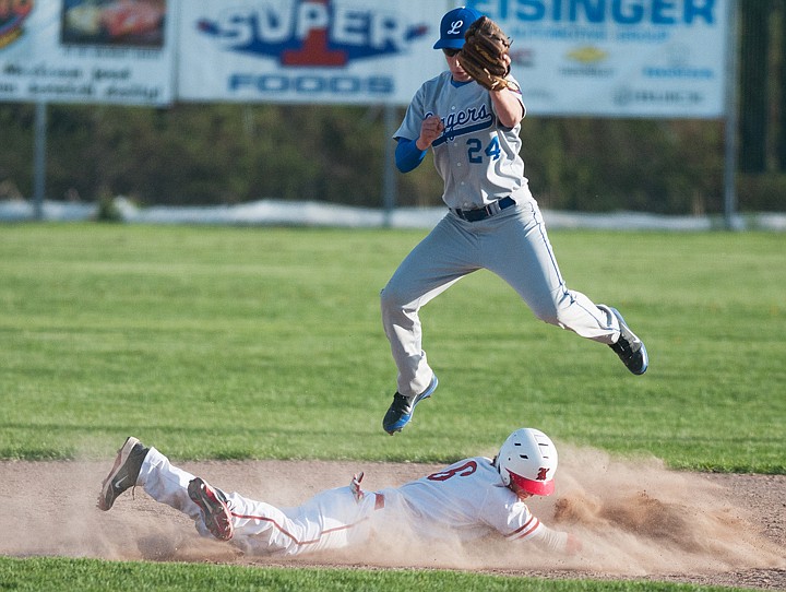&lt;p&gt;The Lakers' Cody Dopps (left) slides safely back to second base as Libby shortstop Jared Winslow jumps to catch an attempted pickoff throw during the Lakers matchup against Libby Wednesday night at Griffin Field.&#160;&lt;/p&gt;