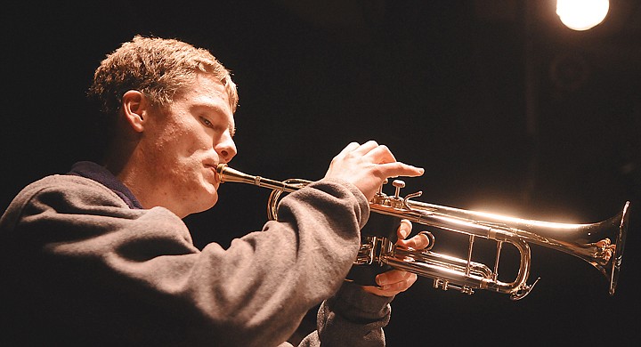 Columbia Falls senior Uriah Keller plays the trumpet with the Columbians during practice on Tuesday. Keller plans to major in music next year at the University of Montana.