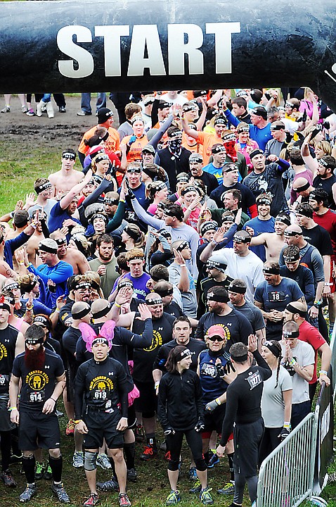 <p>An Open Class lines up to start the Montana Spartan Sprint Race on Saturday, May 10, in Bigfork. (Brenda Ahearn/Daily Inter Lake)</p>