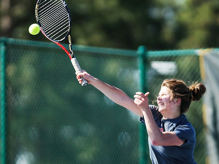 &lt;p&gt;Flathead's Barrie Sugarman returns a volley Friday afternoon during the third-place doubles match at the Northern AA divisional tennis tournament at Flathead Valley Community College.&lt;/p&gt;