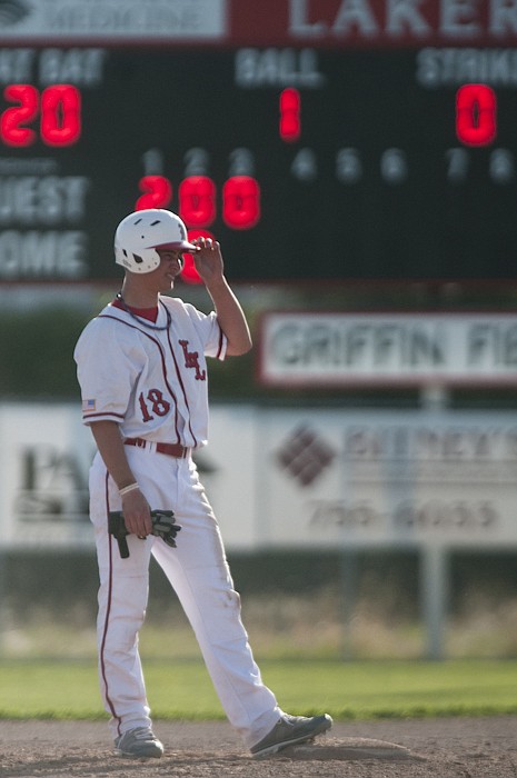 <p>Patrick Cote/Daily Inter Lake during the Lakers matchup against Libby Wednesday night at Griffin Field. Wednesday, May 9, 2012 in Kalispell, Montana.</p>