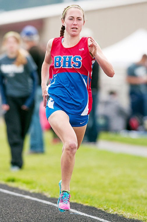 &lt;p&gt;Bigfork junior Makena Morley leads the way in the 800-meter race Saturday afternoon during the Archie Roe track meet at Legends Stadium.&#160;&lt;/p&gt;