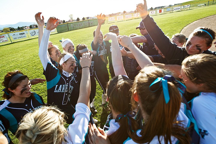 &lt;p&gt;The lady Timberwolves celebrate after a victory over Coeur d'Alene High Tuesday to win the 5A Region 1 district tournament and state playoff berth.&lt;/p&gt;