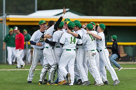 &lt;p&gt;The Lakeland Hawks boys baseball team celebrates after winning the 4A Region 1 tournament championship game against Moscow High School Saturday in Rathdrum.&lt;/p&gt;