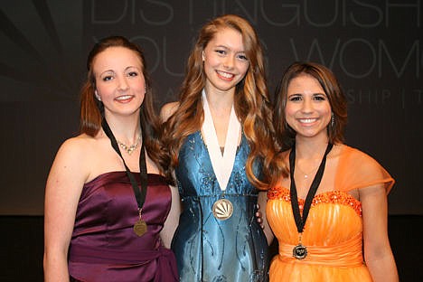 &lt;p&gt;From left, finalist scholarship winner Kathryn Liegert, 2016 Distinguished Young Woman of Coeur d'Alene Heather Portue and runner-up scholarship winner Molly Sullivan smile for the camera after the 2016 DYW program in the Kroc Center on April 25. Heather will continue on to the next level of competition at Distinguished Young Women of Idaho in Pocatello in September, where she will vie for the state title to move to nationals.&lt;/p&gt;