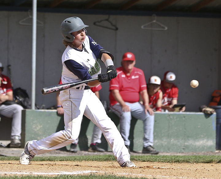 &lt;p&gt;Mission Valley's Karsen Krebs eyes a pitch during the Mariners' game against Kalispell on Sunday afternoon in Polson.&lt;/p&gt;