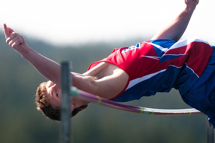 &lt;p&gt;Bigfork&#146;s Austin Jordt eyes the bar as he clears 5-6 in the high jump during the District 7B track meet Saturday morning at Bigfork High School.&lt;/p&gt;