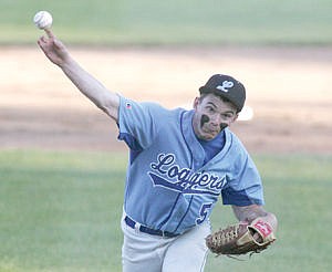 &lt;p&gt;Luke Haggerty pitching top of first vs. Missoula Pioneers during Loggertown Wood Bat Classic May 8.&lt;/p&gt;