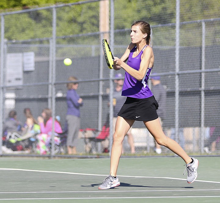 &lt;p&gt;Polson's Shawna Lenz returns a ball during her singles match Saturday morning.&lt;/p&gt;