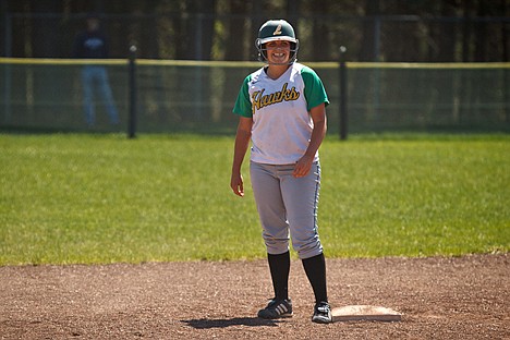 &lt;p&gt;Jordan Jewell smiles at the Lakeland dugout after hitting a double, scoring the tying run in the seventh inning Saturday during the 4A District 1 and 2 softball tournament in Rathdrum.&lt;/p&gt;