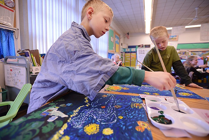 &lt;p&gt;Second grader Jack Blodgett and first grader Dusty Ost work on their &quot;Starry Night&quot; paintings on Wednesday, May 7, in Sharon Sinclair's art class at Elrod Elementary in Kalispell. (Brenda Ahearn/Daily Inter Lake)&lt;/p&gt;