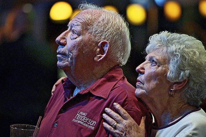 &lt;p&gt;JEROME A. POLLOS/Press Frank Henderson, state representative for legislatvie district 3, and his wife Betty keep a watchful eye on the monitors for Kootenai County election results.&lt;/p&gt;