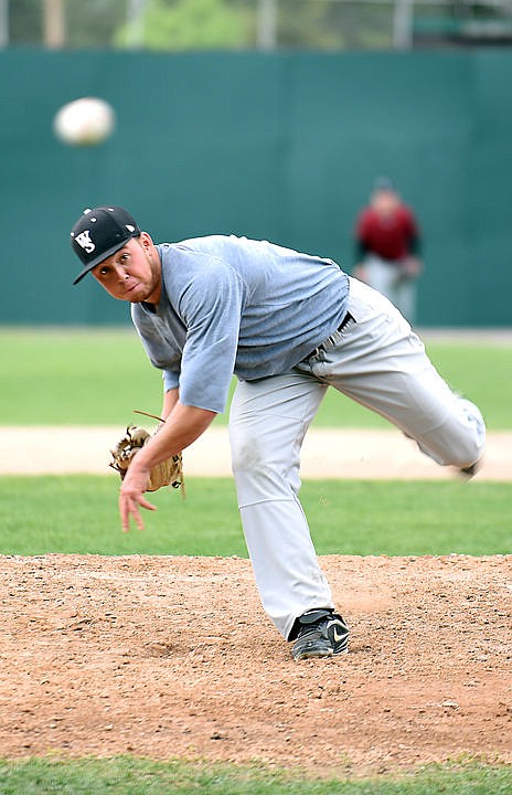 <p>Chad Kim of Torrance, California, pitches during Saturdays tryouts and evaluations for the Glacier Outlaws at Memorial Park in Whitefish. Thirty-seven players were on the field.</p><p>(Brenda Ahearn/Daily Inter Lake)</p>