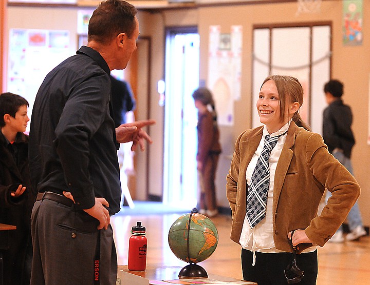 <p>Seda Ramsay recites facts from the life of Amelia Earhart at the Annual 5th Grade Wax Museum at Peterson Elementary School on Wednesday, May 14, in Kalispell. (Brenda Ahearn/Daily Inter Lake)</p>