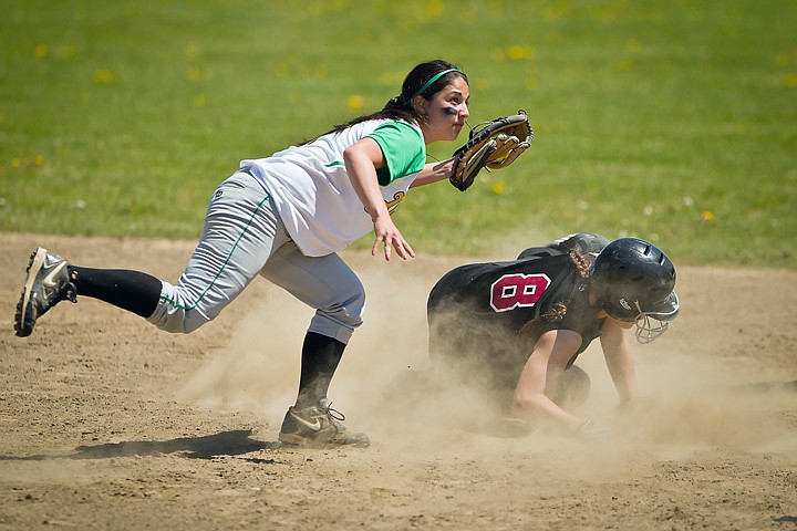 &lt;p&gt;Lakeland High's Alyana Watson waits for the call from the official after reaching to make a tag at second against Amy Westberg from Moscow during the 4A Region 1 championship Saturday.&lt;/p&gt;