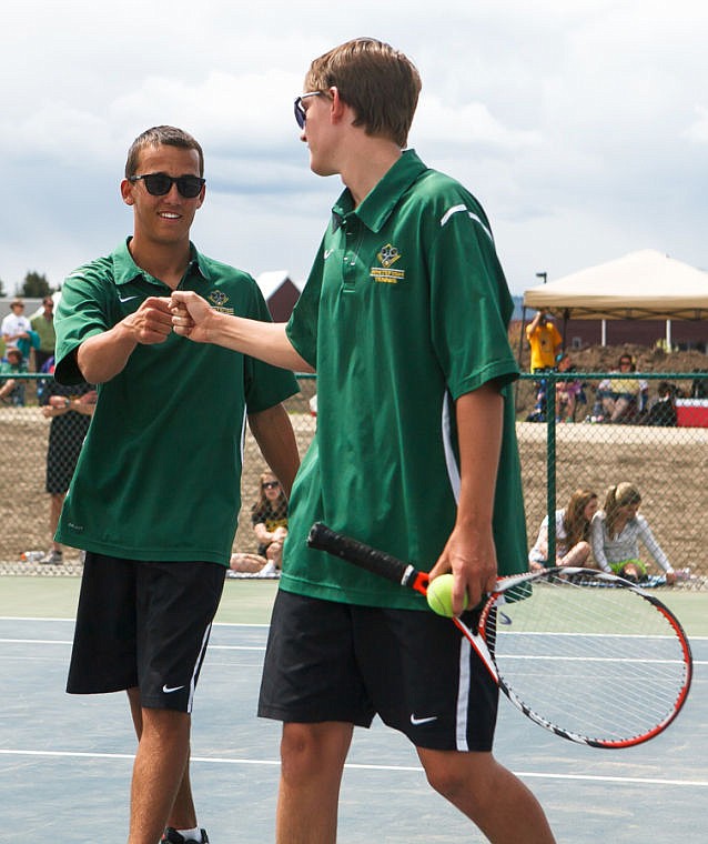 &lt;hr /&gt;
&lt;p&gt;Whitefish's Logan Blades (right) and Sean Janni celebrate their doubles final win Friday afternoon at the Northwestern A divisional tennis tournament at Flathead Valley Community College.&#160;&lt;/p&gt;