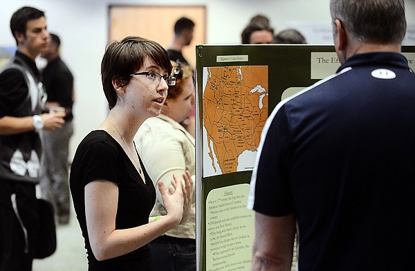 &lt;p&gt;Eleanore Eberts, an anthropology major at Flathead Valley Community College, explains her project, the Effect of the Horse on Native American Culture, at the Scholars Conference on Student Research at Flathead Valley Community College on Friday, May 10, in Kalispell. (Brenda Ahearn/Daily Inter Lake)&lt;/p&gt;