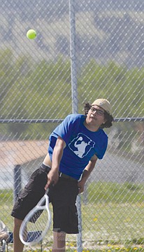 &lt;p&gt;Chris Camel follows through on a serve in a No. 2 doubles match during the Boys Best of the West tournament in St. Ignatius on Saturday.&lt;/p&gt;