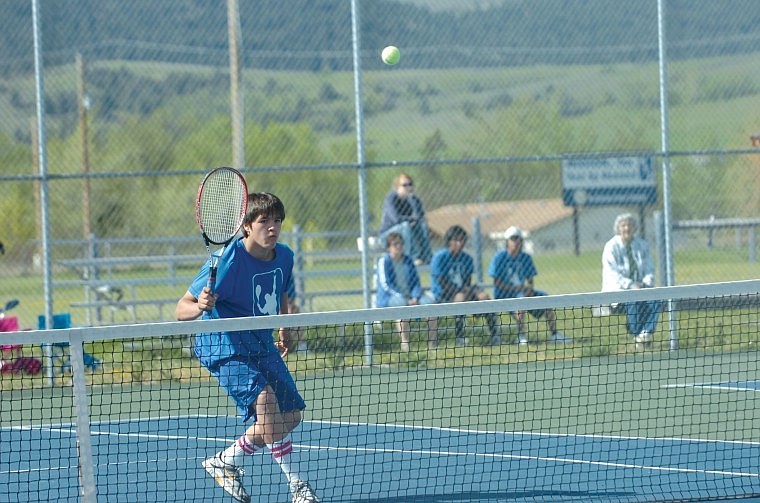 Freshman Nikko Alexander rushes to the net during a match against Valley Christian at the &#147;Best of the West&#148;  tournament in St. Ignatius last Saturday.