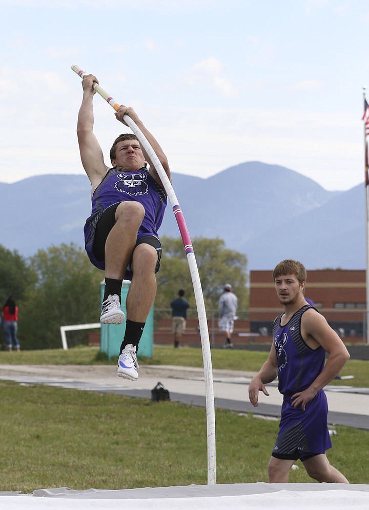 &lt;p&gt;Charlo's Landers Smith pole vaults while teammate Bridger Smith looks on at the district track meet in Polson on Thursday.&lt;/p&gt;