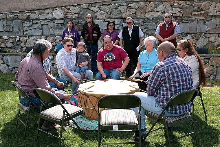 The drum group Yamncut perform Wednesday at the opening of the Veteran's Exhibit at the People's Center.