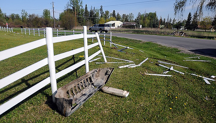 &lt;p&gt;The front bumper was left behind after a Jeep tore through this fence at Ron Crone&#146;s home on River Road in Evergreen. The Jeep was being pursued by law enforcement officers during a chase Thursday morning.&lt;/p&gt;