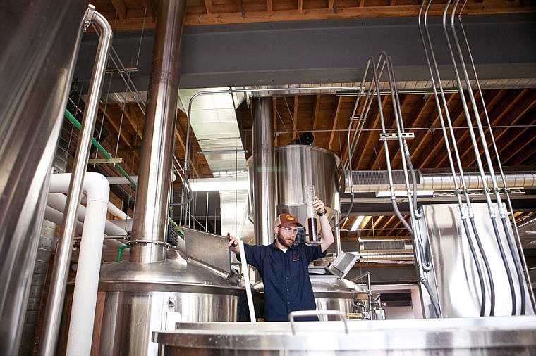 &lt;p&gt;Cole Schneider inspects a sample of the wort Thursday evening at Kalispell Brewing Co. &#147;This is about the color the completed beer will be,&#148; he said.&lt;/p&gt;