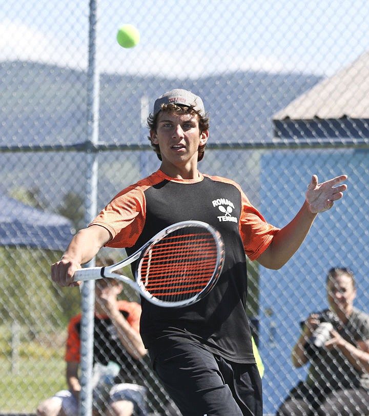 &lt;p&gt;Ronan's Fisher Shima returns a ball during his match Friday afternoon at the divisional tournament in Mission.&lt;/p&gt;