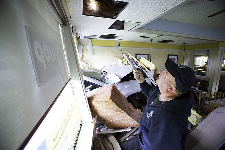 &lt;p&gt;Keith Clemans, building inspector for the City of Coeur d'Alene, takes a look at the surrounding structural features where a vehicle crashed through IHOP shortly after 8:00 a.m. Sunday. No patrons were seated in the room where the crash happened.&lt;/p&gt;