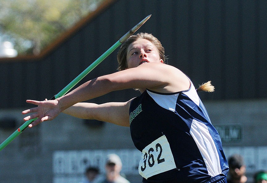 &lt;p&gt;Glacier senior Keyawna Larson throws the javelin at the Class AA state track meet Friday morning at Legends Stadium. Larson won the event for the third-straight year and set a Class AA state record with a throw of 144 feet, 7 inches. (Aaric Bryan/Daily Inter Lake)&lt;/p&gt;