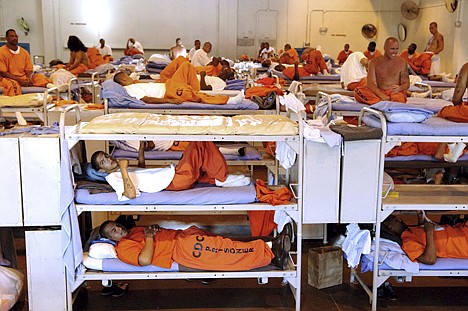 &lt;p&gt;In this undated file photo released by the California Department of Corrections, inmates sit in crowded conditions at California State Prison, Los Angeles. The Supreme Court on Monday endorsed a court order requiring California to cut its prison population by tens of thousands of inmates to improve health care for those who remain behind bars.&lt;/p&gt;