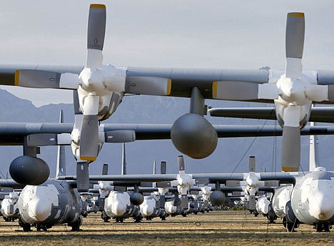 &lt;p&gt;C-130 Hercules cargo planes are lined up in a field at the boneyard. Over 2,300 variants of the C-130 have been produced since 1954.&#160;&lt;/p&gt;